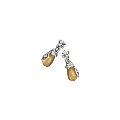 Boucles d'oreilles Giovanni Raspini léopard en argent et cristal de citrine