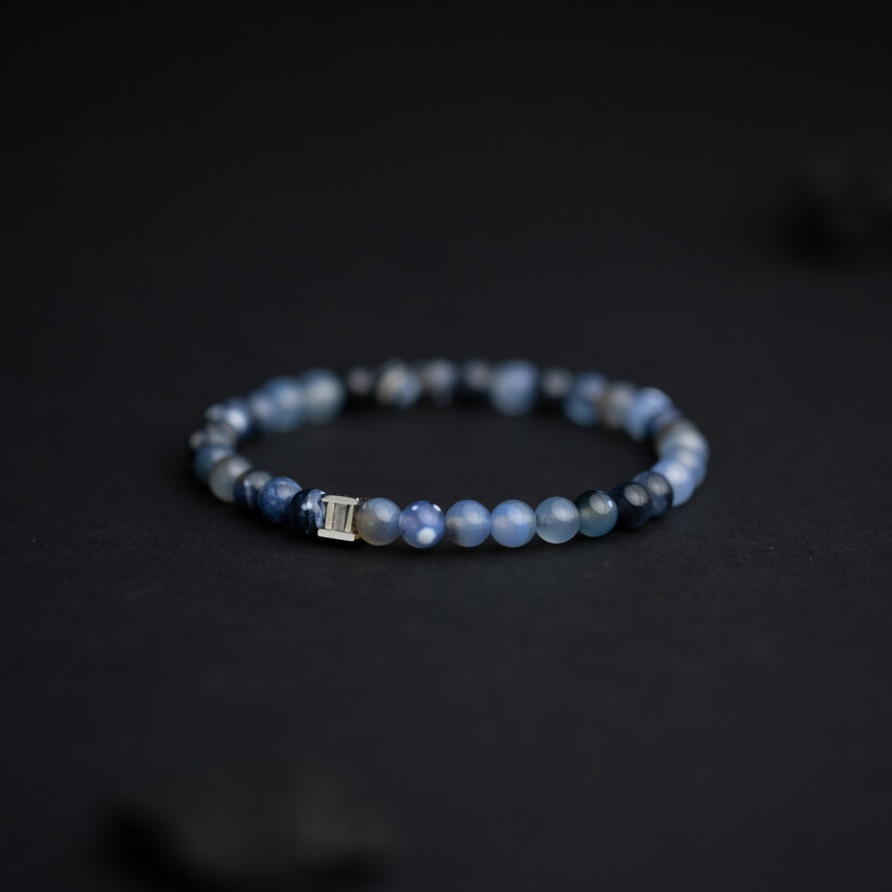Bracelet Gemini en agate bleue 6mm