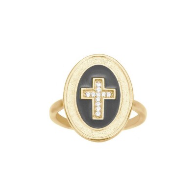 Bague en plaqué or et oxydes de zirconium