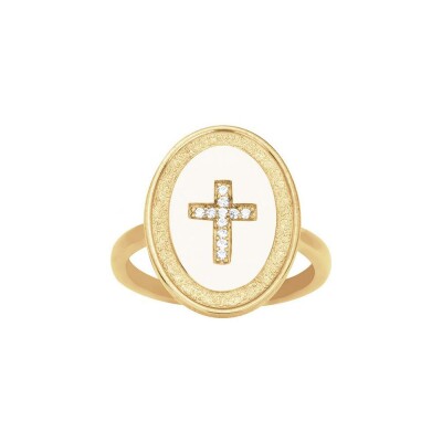 Bague en plaqué or et oxydes de zirconium