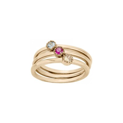 Bague en plaqué or et oxyde de zirconium multicolore