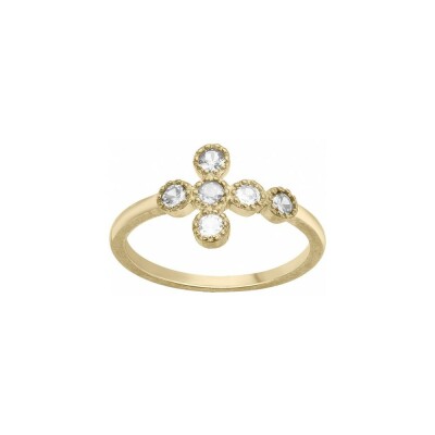 Bague en plaqué or et oxyde de zirconium