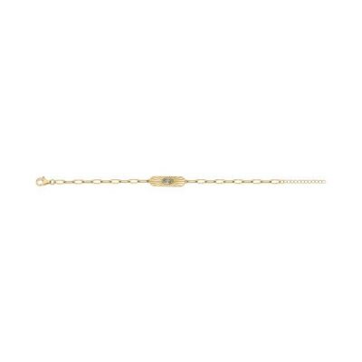 Bracelet en plaqué or et oxyde de zirconium bleu topaze