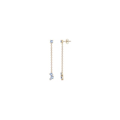 Boucles d'oreilles en plaqué or et oxyde de zirconium bleu topaze