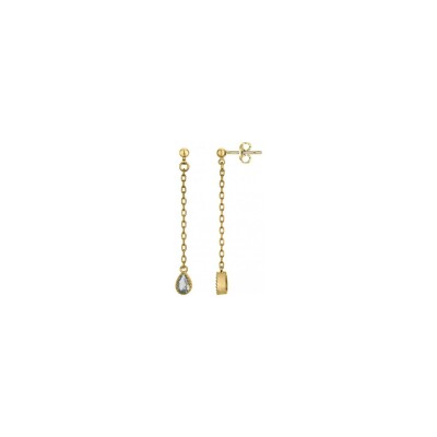 Boucles d'oreilles en plaqué or et oxyde de zirconium bleu topaze