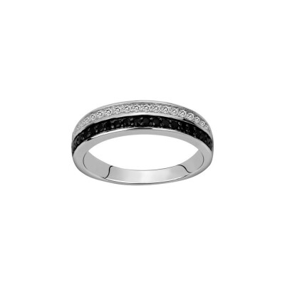 Bague en argent et oxyde de zirconium blanc et noir