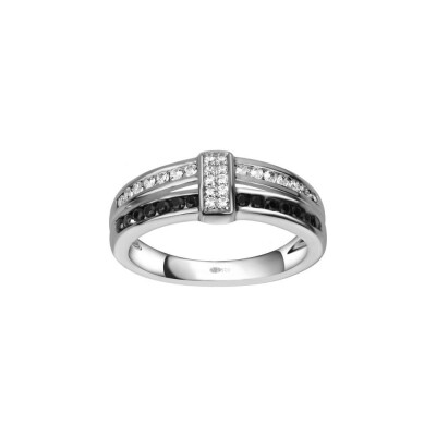 Bague en argent et oxyde de zirconium blanc et noir