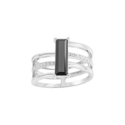 Bague en argent et oxyde de zirconium blanc et noir