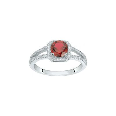 Bague en argent et oxyde de zirconium blanc et rouge