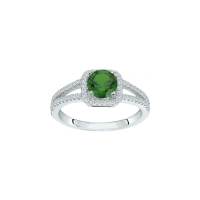 Bague en argent et oxyde de zirconium blanc et vert