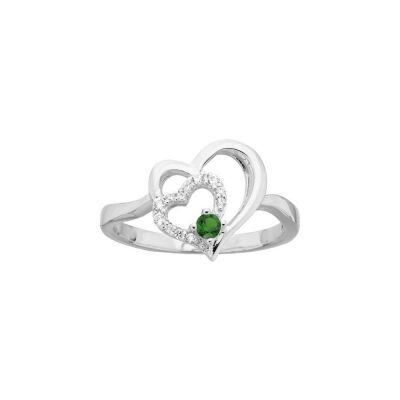Bague en argent et oxyde de zirconium blanc et vert