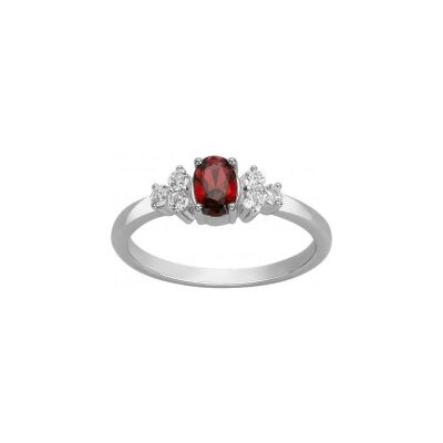 Bague en argent et oxyde de zirconium blanc et rouge