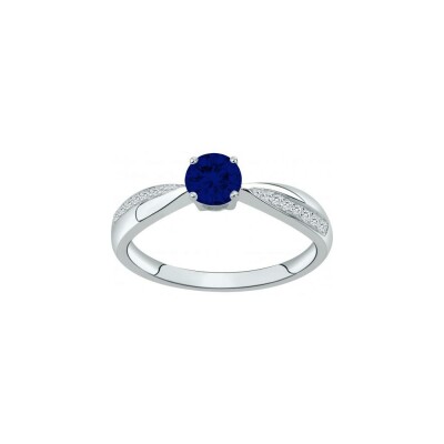 Bague en argent et oxyde de zirconium blanc et bleu saphir