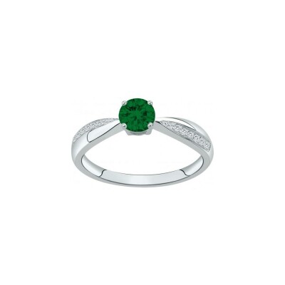 Bague en argent et oxyde de zirconium blanc et vert