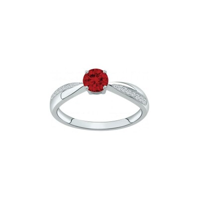 Bague en argent et oxyde de zirconium blanc et rouge