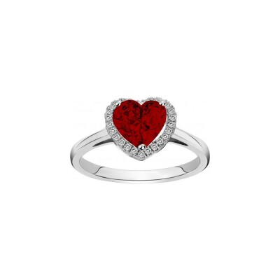 Bague en argent et oxyde de zirconium blanc et rouge