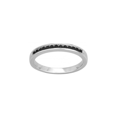 Bague en argent et oxyde de zirconium noir