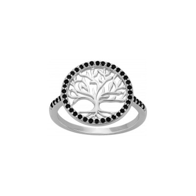 Bague en argent et oxyde de zirconium noir