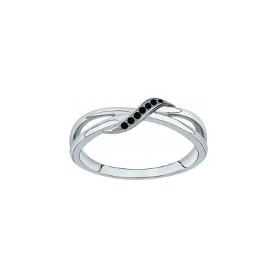 Bague en argent et oxyde de zirconium noir