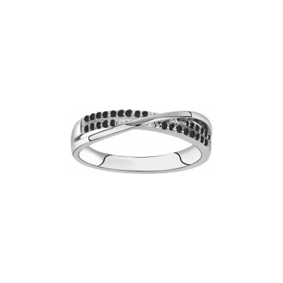 Bague en argent et oxyde de zirconium noir