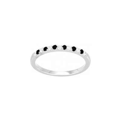 Bague en argent et oxyde de zirconium blanc et noir