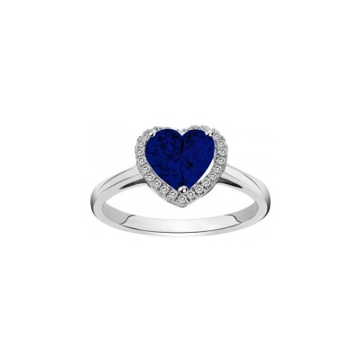 Bague en argent et oxyde de zirconium blanc et bleu saphir