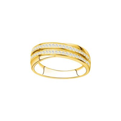 Bague en plaqué or et oxyde de zirconium blanc