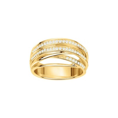 Bague en plaqué or et oxyde de zirconium