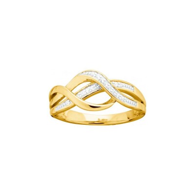 Bague en plaqué or et oxyde de zirconium blanc