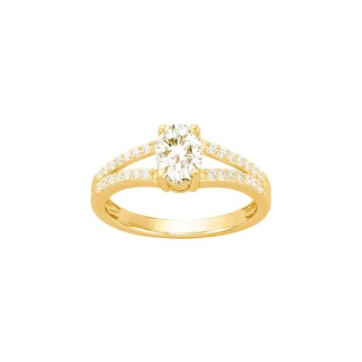 Bague en plaqué or et oxyde de zirconium blanc