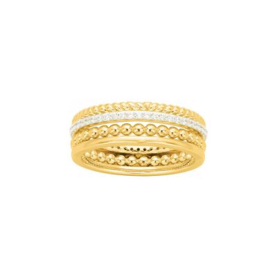 Bague en plaqué or et oxyde de zirconium blanc
