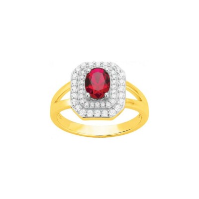 Bague en plaqué or et oxyde de zirconium blanc