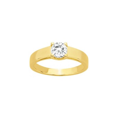 Bague en plaqué or et oxyde de zirconium