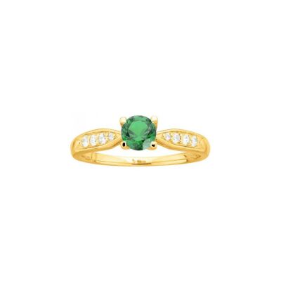 Bague en plaqué or et oxyde de zirconium blanc et vert