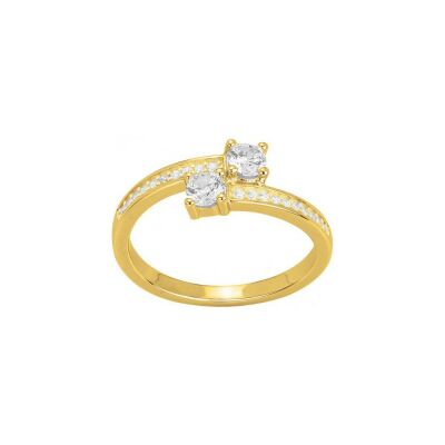 Bague en plaqué or et oxyde de zirconium