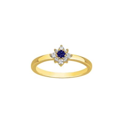 Bague en plaqué or et oxyde de zirconium blanc et bleu saphir