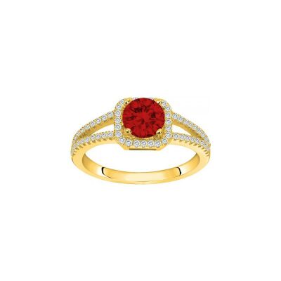 Bague en plaqué or et oxyde de zirconium blanc et rouge