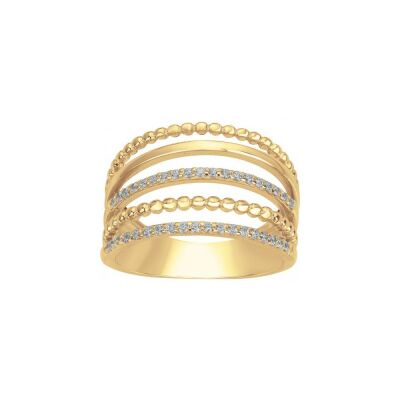 Bague en plaqué or et oxyde de zirconium