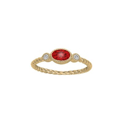 Bague en plaqué or et oxyde de zirconium blanc et rouge