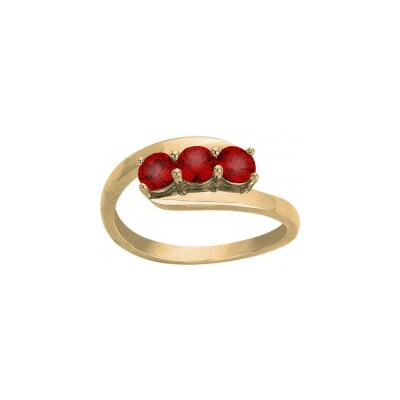 Bague en plaqué or et oxyde de zirconium rouge