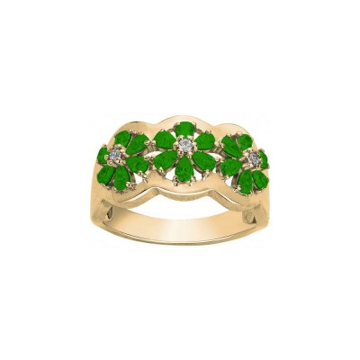 Bague en plaqué or et oxyde de zirconium vert