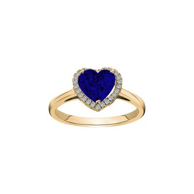 Bague en plaqué or et oxyde de zirconium blanc et bleu saphir