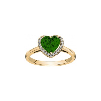 Bague en plaqué or et oxyde de zirconium blanc et vert