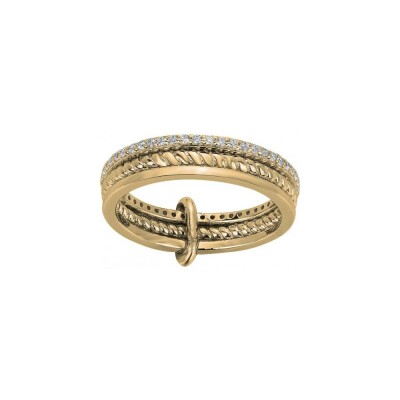 Bague en plaqué or et oxyde de zirconium
