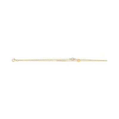 Bracelet en laiton, perle d'eau douce et oxyde de zirconium