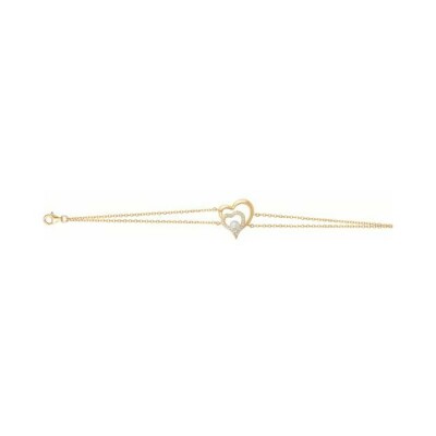 Bracelet en laiton, perle d'eau douce et oxyde de zirconium