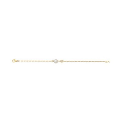 Bracelet en laiton, perle d'eau douce et oxyde de zirconium