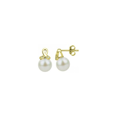 Boucles d'oreilles en laiton et perle d'eau douce