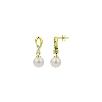 Boucles d'oreilles en laiton et perle d'eau douce
