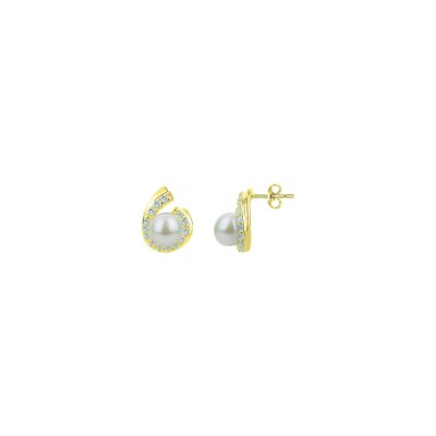 Boucles d'oreilles en laiton et perle d'eau douce